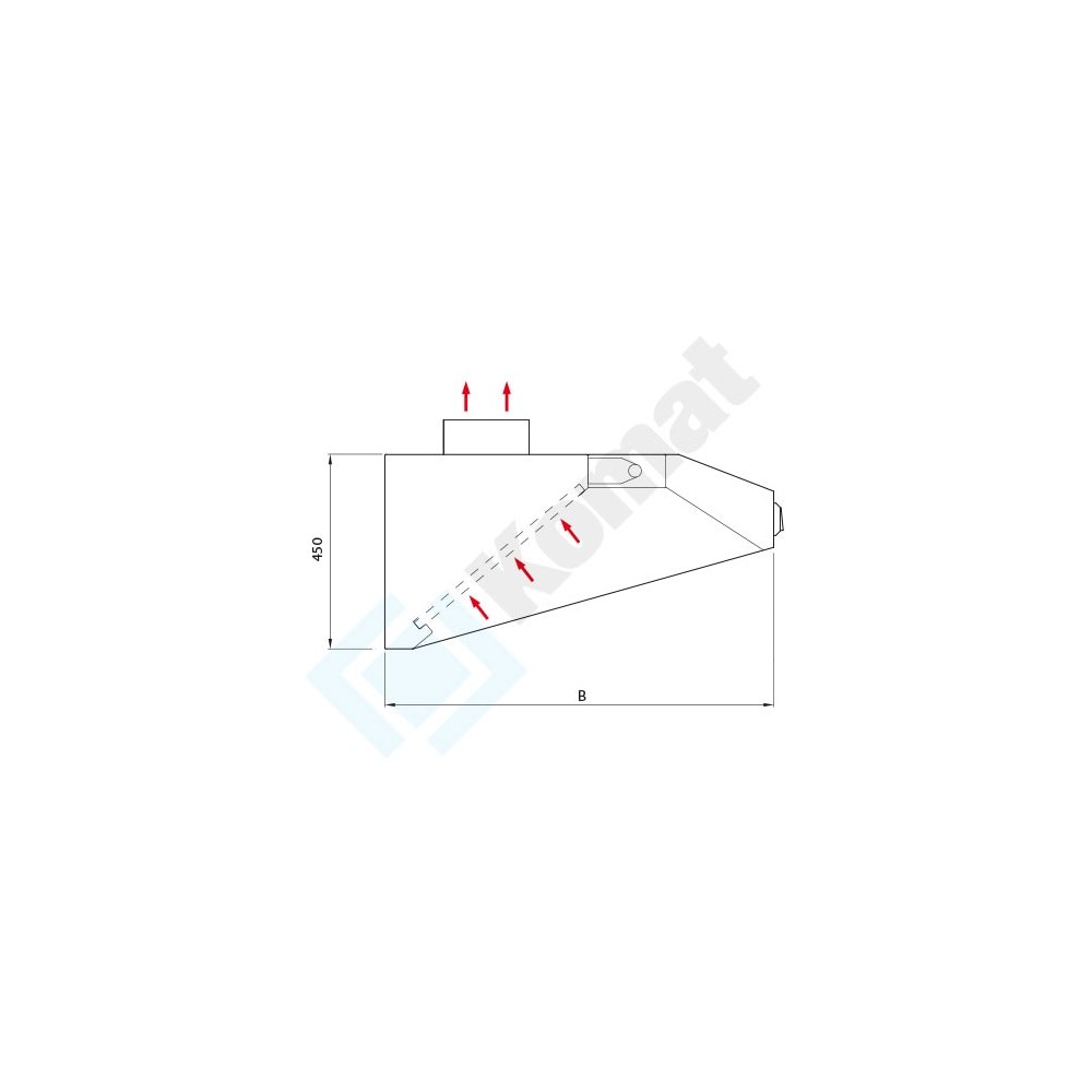 Okap przyścienny niski 2800x1000x450, AISI 304, Komat KOT-501