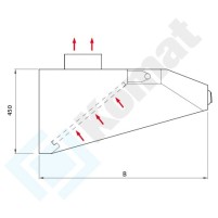 Okap przyścienny niski 2800x1000x450, AISI 304, Komat KOT-501