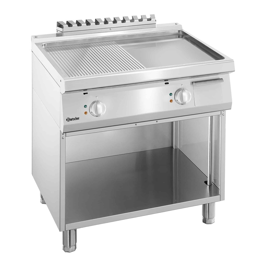 Płyta grillowa 700, szerokość 800,1/2 gładka + 1/2 ryflowana, 800x700x850 Bartscher 286509