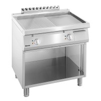 Płyta grillowa 700, szerokość 800,1/2 gładka + 1/2 ryflowana, 800x700x850 Bartscher 286509