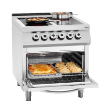 4 palnikowa kuchnia ceramiczna, piekarnik elektryczny 2/1GN 800x900x900 Bartscher 296431