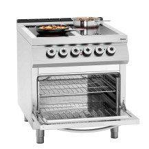 4 palnikowa kuchnia ceramiczna, piekarnik elektryczny 2/1GN 800x900x900 Bartscher 296431