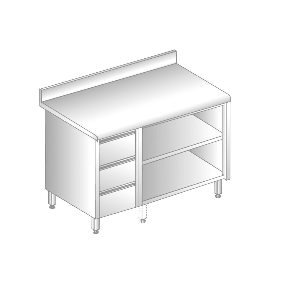 Stół z szafką otwartą i szufladami