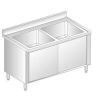 Stół z dwoma zlewami i szafką