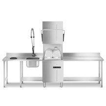 Zmywarka kapturowa, kosz 500x500 mm, system płukania HTR, wbudowany zmiękczacz, 634x750x1440 mm, SMEG SPH505SL