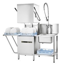 Zmywarka kapturowa z dozownikiem chemii i koszem 500x500 mm