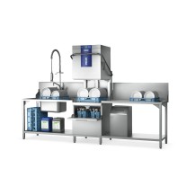 Zmywarka kapturowa dwupoziomowa ze zmiękczaczem i koszem 500x500 mm