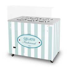 Dystrybutor do lodów | retro | 6 tub | okrągłe kuwety | GELATO POZETTI 6 PASTEL BLUE