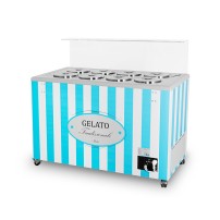 Dystrybutor do lodów | witryna do lodów | konserwator | retro | 8 tub | okrągłe kuwety | 1283x670x895 mm | GELATO POZETTI 8 BLUE