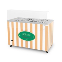 Dystrybutor do lodów | retro | 8 tub | okrągłe kuwety | GELATO POZETTI 8 BEIGE