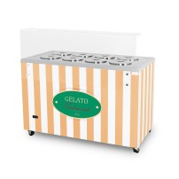 Dystrybutor do lodów | retro | 8 tub | okrągłe kuwety | GELATO POZETTI 8 BEIGE