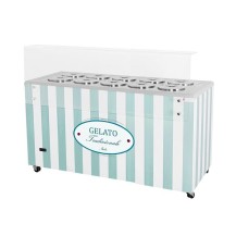 Dystrybutor do lodów | retro | 10 tub | okrągłe kuwety | GELATO POZETTI 10 PASTEL BLUE