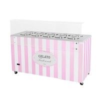Dystrybutor do lodów | retro | 10 tub | okrągłe kuwety | GELATO POZETTI 10 PINK