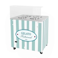 Dystrybutor do lodów | retro | 4 tub | okrągłe kuwety | GELATO POZETTI 4 PASTEL BLUE