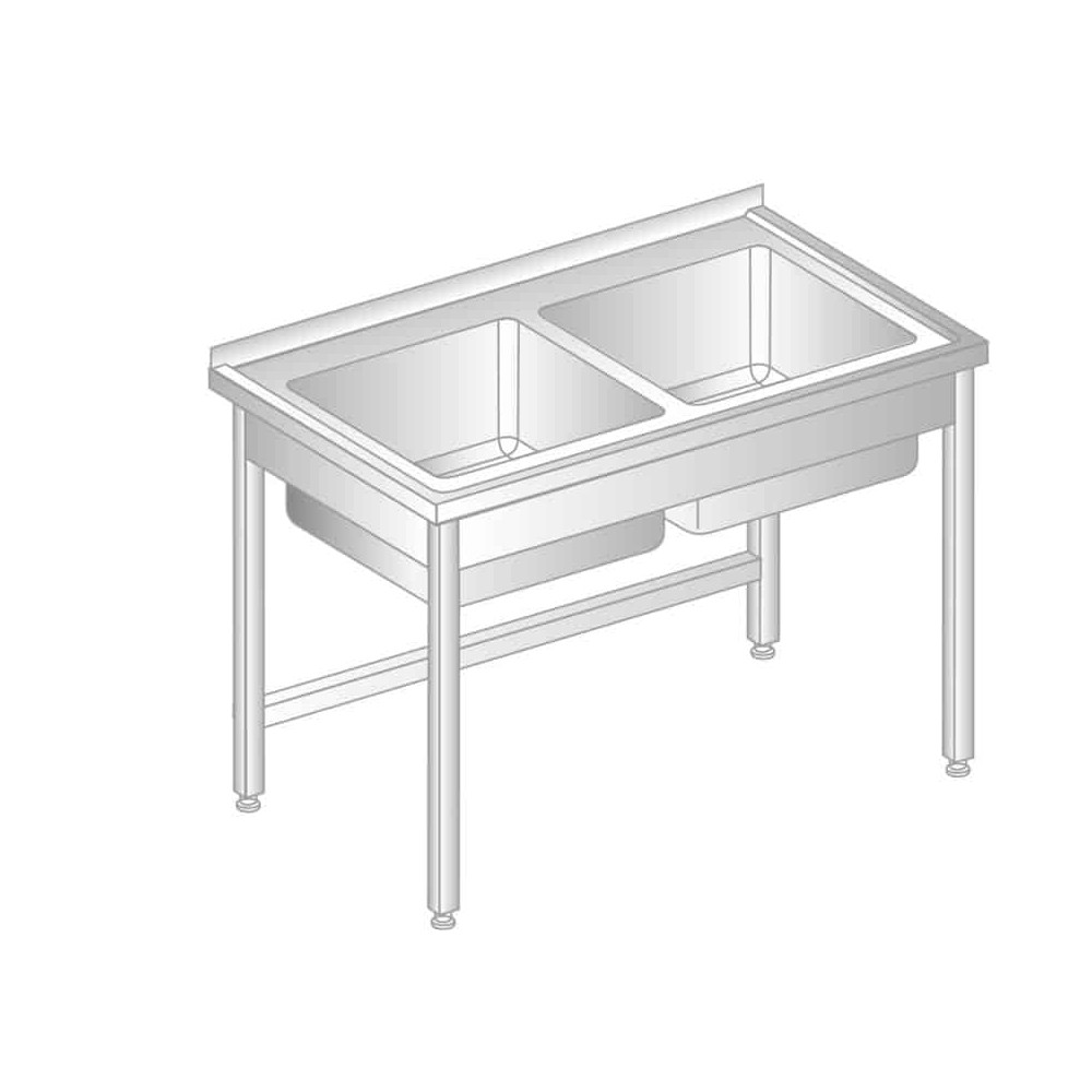 STÓŁ Z DWOMA ZLEWAMI 1000x700x850 Dora-Metal DM-3009
