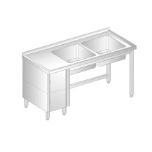 STÓŁ Z DWOMA ZLEWAMI I SZAFKĄ 1400x700x850 Dora-Metal DM-3015