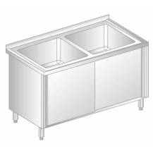 STÓŁ Z DWOMA ZLEWAMI I SZAFKĄ 1500x700x850 Dora-Metal DM-3226