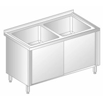 STÓŁ Z DWOMA ZLEWAMI I SZAFKĄ 1200x600x850 Dora-Metal DM-3226