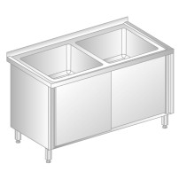 STÓŁ Z DWOMA ZLEWAMI I SZAFKĄ 1800x600x850 Dora-Metal DM-3226