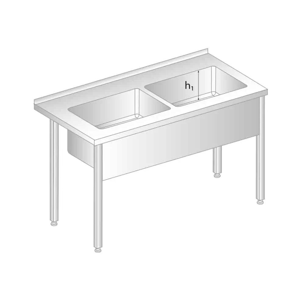 STÓŁ Z BASENEM DWUKOMOROWYM 1400x700x850 Dora-Metal DM-3249 h1=300