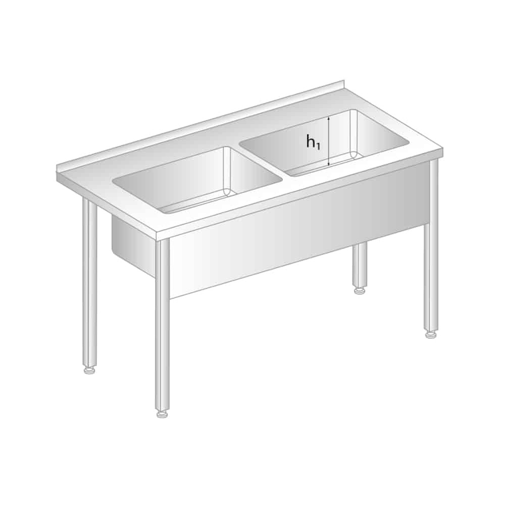 STÓŁ Z BASENEM DWUKOMOROWYM 1800x700x850 Dora-Metal DM-3249 h1=350