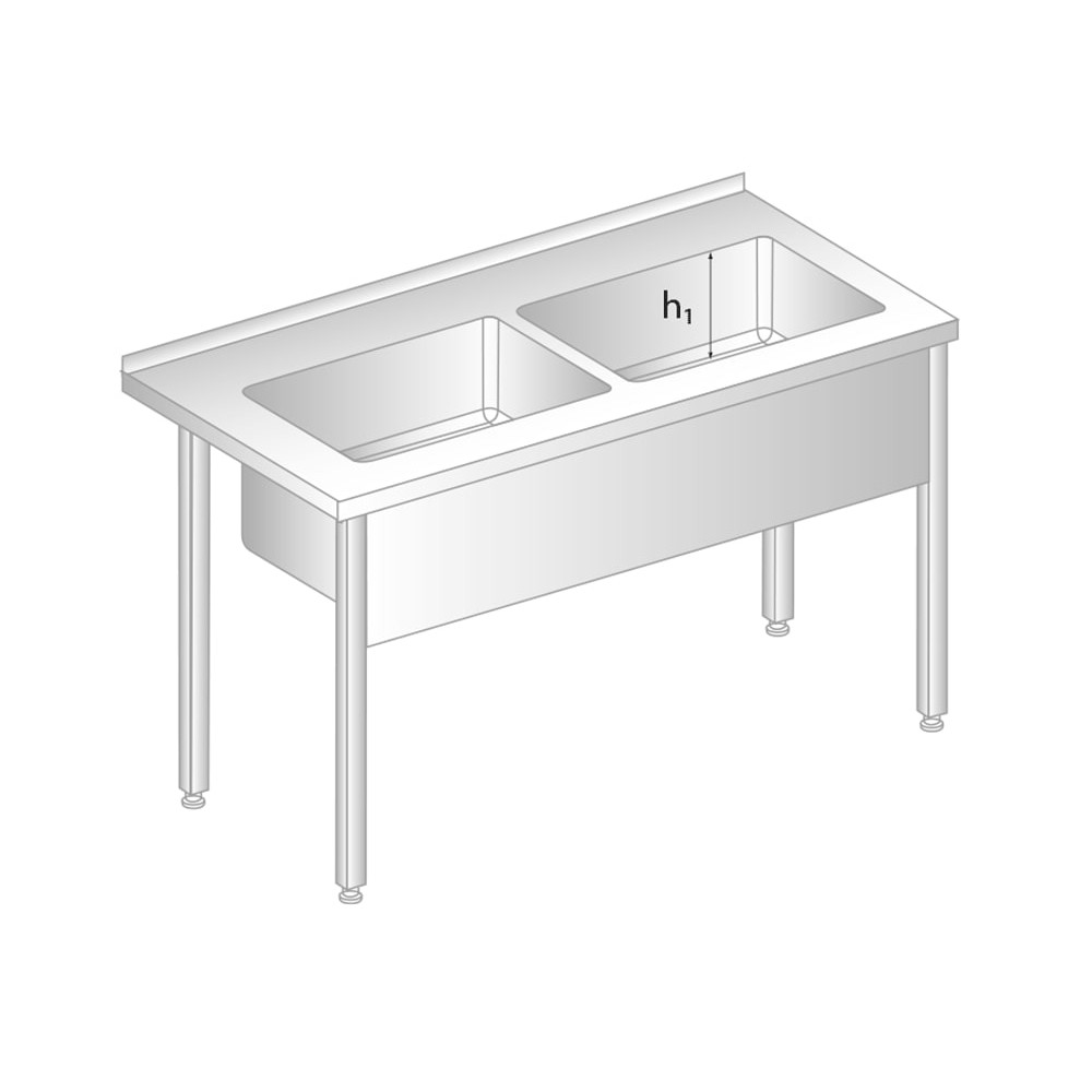 STÓŁ Z BASENEM DWUKOMOROWYM 1300x600x850 Dora-Metal DM-3249 h1=400