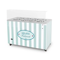 Dystrybutor do lodów | retro | 8 tub | okrągłe kuwety | GELATO POZETTI 8 PASTEL BLUE