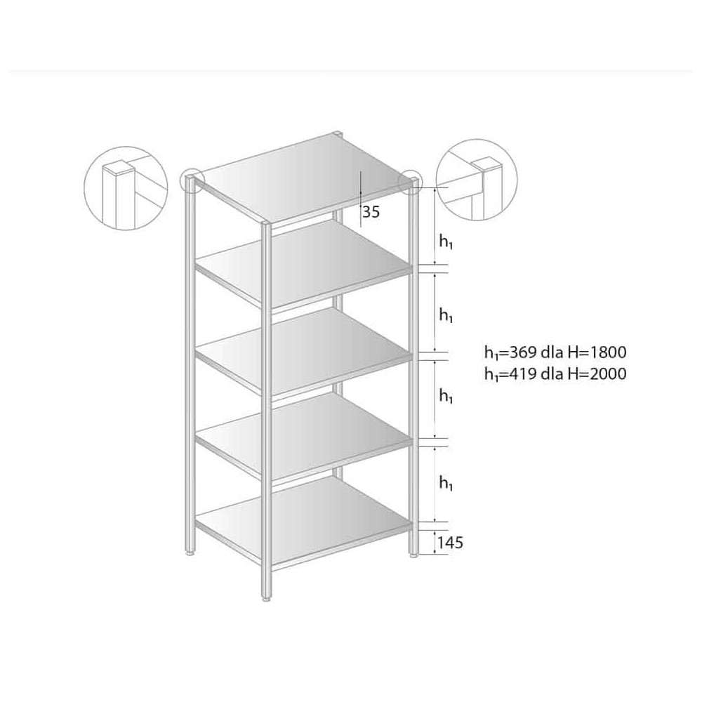 REGAŁ NIERDZEWNY 1300x500x1800 Dora-Metal DM-3320