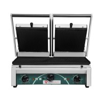 Grill elektryczny kontaktowy panini podwójny RN103-A  |  płyty ryflowane