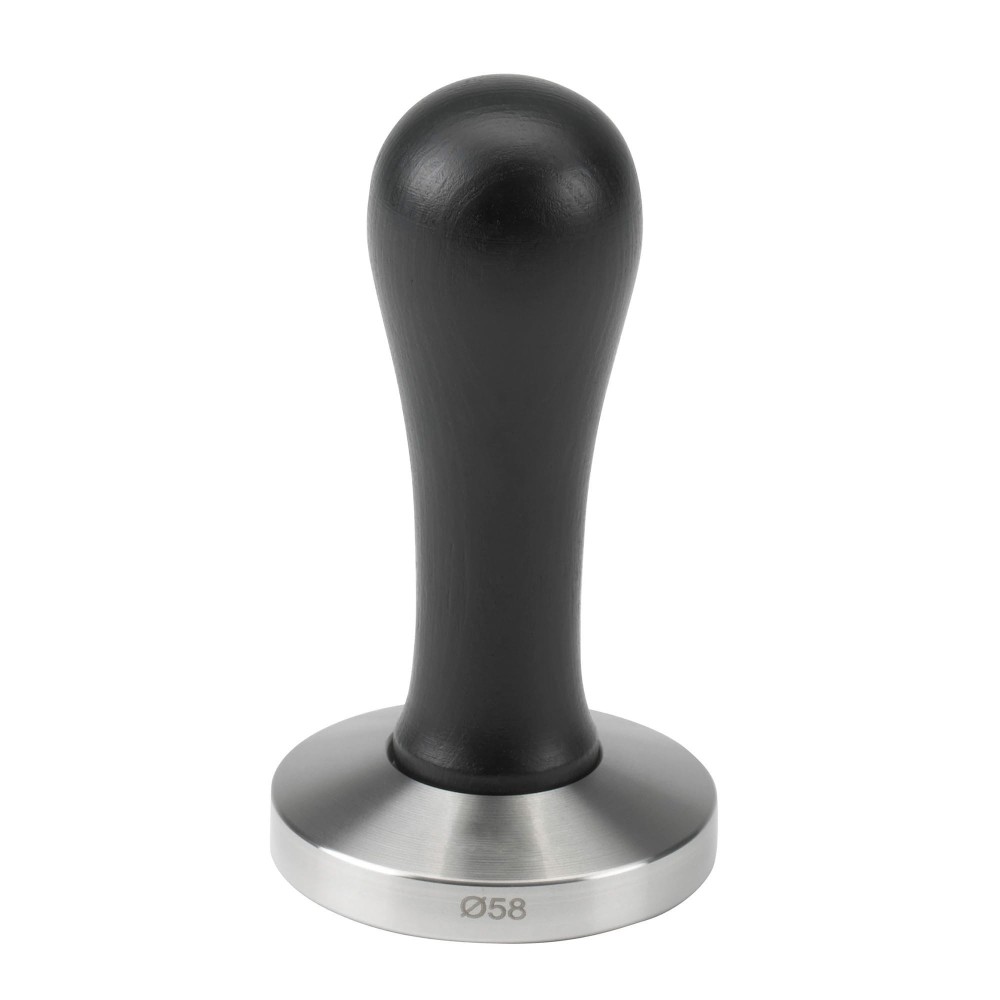 Tamper | ubijak do kawy | stal nierdzewna | czarna drewniana rączka | 58 mm | HEBBF58