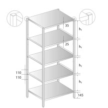 REGAŁ Z PÓŁKAMI PRZESTAWNYMI NIERDZEWNY 1100x500x1800 Dora-Metal DM-3321