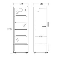 Szafa chłodnicza przeszklona DC280BD | czarna | zaokrąglone rogi | 258l