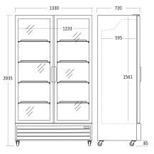 Szafa chłodnicza przeszklona SD1326BE | drzwi skrzydłowe | czarna | 917l