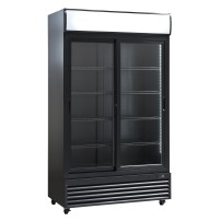 Szafa chłodnicza przeszklona SD1002BSLE | drzwi przesuwne | czarna | 670l