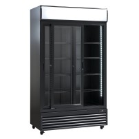 Szafa chłodnicza przeszklona SD1002BSLE | drzwi przesuwne | czarna | 670l
