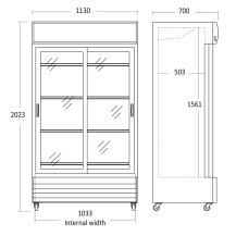 Szafa chłodnicza przeszklona SD1002BSLE | drzwi przesuwne | czarna | 670l