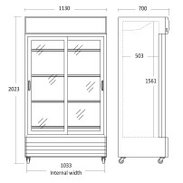 Szafa chłodnicza przeszklona SD1002BSLE | drzwi przesuwne | czarna | 670l