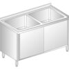 Zdjęcie STÓŁ Z DWOMA ZLEWAMI I SZAFKĄ 1300x700x850 Dora-Metal DM-3226