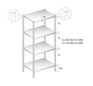 REGAŁ NIERDZEWNY 1100x400x2000 Dora-Metal DM-3319