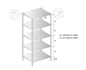 REGAŁ NIERDZEWNY 1400x400x2000 Dora-Metal DM-3320