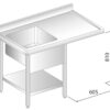 Zdjęcie STÓŁ ZE ZLEWEM, PÓŁKĄ I MIEJSCEM NA ZMYWARKĘ 1300x700x850 Dora-Metal DM-S-3272