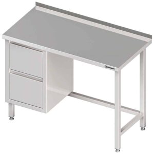 Stół przyścienny z blokiem dwóch szuflad (L),bez półki 800x600x850 mm Stalgast 980246080