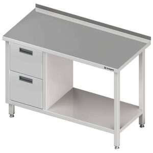 Stół przyścienny z blokiem dwóch szuflad (L),i półką 1400x600x850 mm Stalgast 980266140