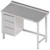Zdjęcie Stół przyścienny z blokiem trzech szuflad (L),bez półki 1800x700x850 mm Stalgast 980367180