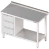 Zdjęcie Stół przyścienny z blokiem trzech szuflad (L),i półką 1100x700x850 mm Stalgast 980387110