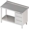 Zdjęcie Stół przyścienny z blokiem trzech szuflad (P),i półką 1200x600x850 mm Stalgast 980396120