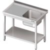 Zdjęcie Stół ze zlewem 1-kom.(P),z półką 1000x700x850 mm skręcany Stalgast 980697100