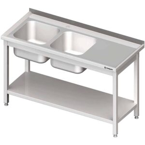 Stół ze zlewem 2-kom.(L),z półką 1400x700x850 mm skręcany Stalgast 980847140
