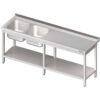 Zdjęcie Stół ze zlewem 2-kom.(L),z półką 2200x600x850 mm Stalgast 980856220