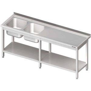 Stół ze zlewem 2-kom.(L),z półką 2300x700x850 mm Stalgast 980857230